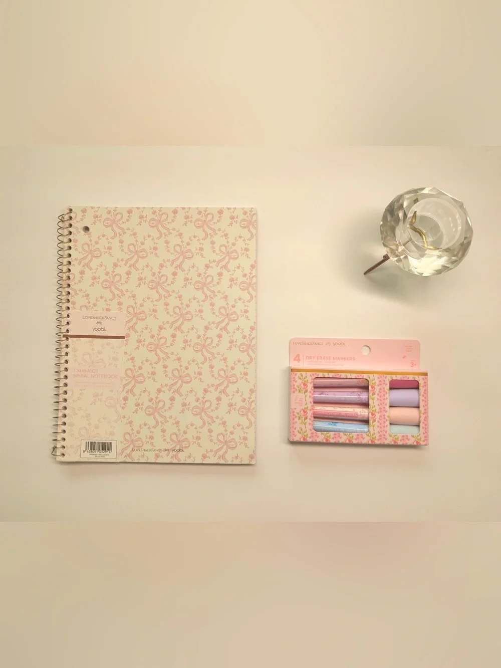💐 Love Shack Fancy Bow-Floral Spiral Notebook and Dry Erase Markers Bundle